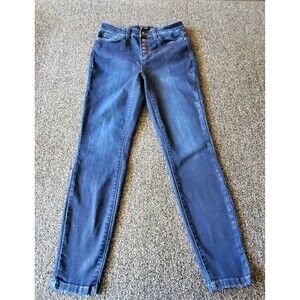 Judy Blue Skinny Fit Jeans Womens 9/29 Blue Dark Wash Denim High Rise Button Fly